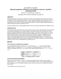 Adjusted Proportion Difference and Confidence Interval In