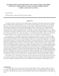 Synorogenic Basin Deposits and Associated Laramide Uplifts in the Montana Part of the Cordilleran Foreland Basin System