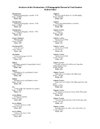A Photographic Record of Yad Vashem Author Index