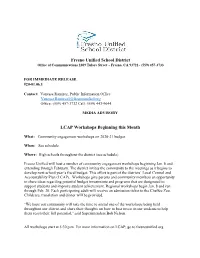 Fresno Unified School District LCAP Workshops Beginning This Month