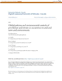Global Patterns and Environmental Controls of Perchlorate and Nitrate Co-Occurrence in Arid and Semi-Arid Environments W