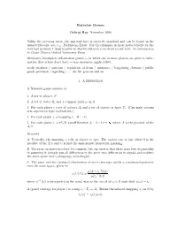 Incomplete Information I. Bayesian Games