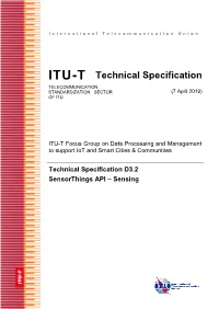 ITU-T Technical Specification TELECOMMUNICATION STANDARDIZATION SECTOR (7 April 2019) of ITU
