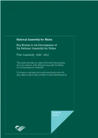 Key Events in the Development of the National Assembly for Wales