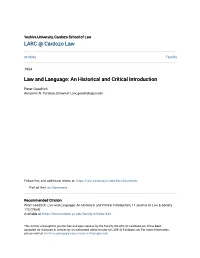 Law and Language: an Historical and Critical Introduction