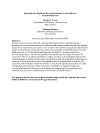 Reproductive Rights in the Legal Academy: a New Role for Transnational Law
