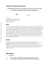 Translational Genomics, Proteomics and Interactomics