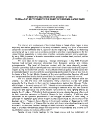 1 America's Relations with Greece to 1945: from Aloof Soft Power to The