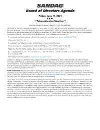 Board of Directors Agenda