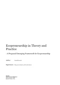 Ecopreneurship in Theory and Practice