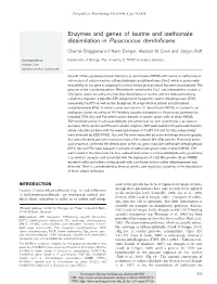 Enzymes and Genes of Taurine and Isethionate Dissimilation in Paracoccus Denitriﬁcans