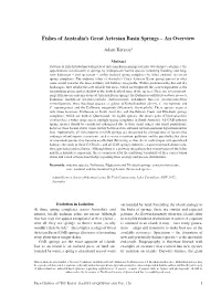 Fishes of Australia's Great Artesian Basin Springs – an Overview
