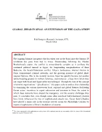 Global Jihad in Sinai: an Extension of the Gaza Strip?
