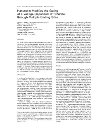Hanatoxin Modifies the Gating of a Voltage-Dependent K Channel Through Multiple Binding Sites