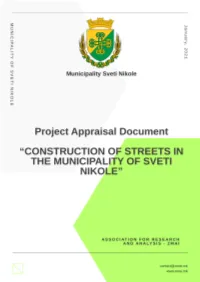 Municipality of Sveti Nikole Project Appraisal Document