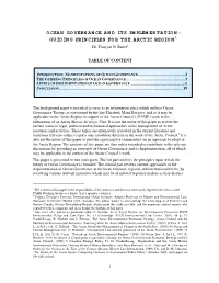 Ocean Governance and Its Implementation, All of Which May Be Applicable in the Context of the Arctic Council’S Work