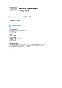 Paolo Sylos Labini, 1920-2005
