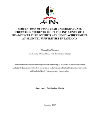Perceptions of Final Year Undergraduate
