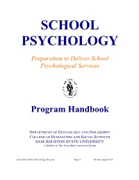School Psychology Program Page 1 Revised August 2020