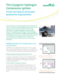 The Cryogenic Hydrogen Compressor System a Low-Cost Way to Meet Your Production Requirements