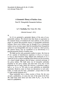 A Geometric Theory of Surface Area Part II: Triangulable Parametric Surfaces