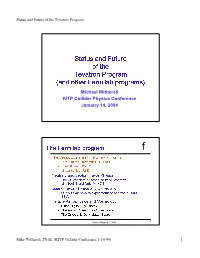 And Other Fermilab Programs)