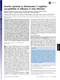 Genetic Variation in Chromosome Y Regulates Susceptibility to Influenza a Virus Infection