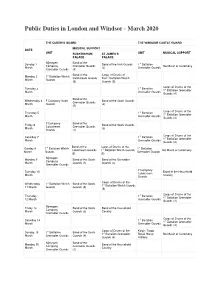 Public Duties in London and Windsor - March 2020