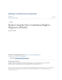 Rediscovering the State Constitutional Right to Happiness and Safety Joseph R