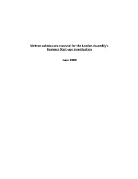 Written Submissions Received for the London Assembly's
