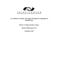An Antitrust Analysis of Google's Proposed Acquisition of Doubleclick