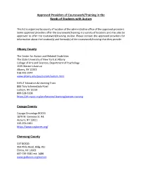Approved Providers of Coursework/Training in the Needs of Students with Autism