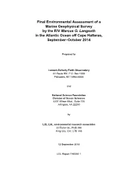 Final EA Consist of a Corresponding Program at a Different Time with Issuance of an Associated IHA and the No Action Alternative, with No IHA and No Seismic Survey
