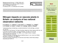 Nitrogen Impacts on Vascular Plants in Title Page Abstract Introduction