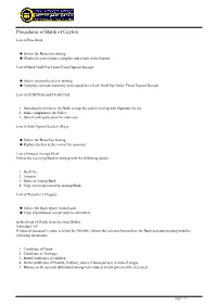 Procedures of Bank of Ceylon