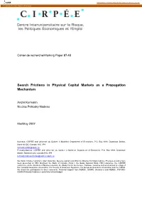 Search Frictions in Physical Capital Markets As a Propagation Mechanism