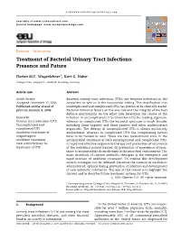 Treatment of Bacterial Urinary Tract Infections: Presence and Future