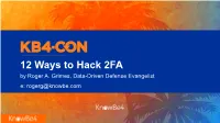 12 Ways to Hack 2FA by Roger A