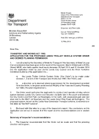 Application for the Proposed Leeds Trolley Vehicle System Order and Deemed Planning Permission