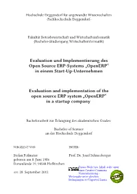 Evaluation Und Implementierung Des Open Source ERP-Systems „Openerp“ in Einem Start-Up-Unternehmen