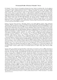 Professional Profile of Professor Prakash C. Tiwari