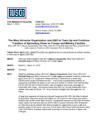 The Miss Universe Organization and USO to Team up and Continue