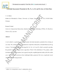 Two-Body Interatomic Potentials for He, Ne, Ar, Kr, and Xe from Ab Initio Data