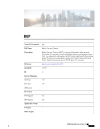 Bgp Name/CLI Keyword Border Gateway Protocol Full Name Border