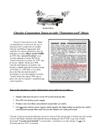 Chrysler Corporation Tunes in with "Transistor-Ized" Music