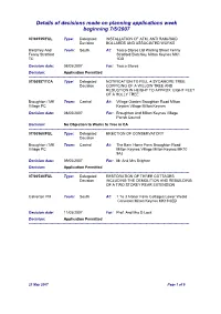 Details of Decisions Made on Planning Applications Week Beginning 7/5/2007