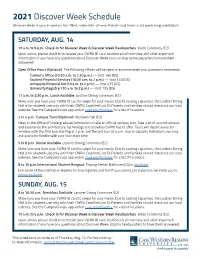 Discover Week 2021 Schedule
