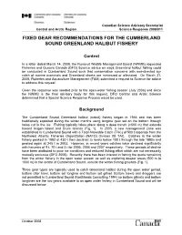 Fixed Gear Recommendations for the Cumberland Sound Greenland Halibut Fishery