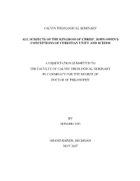 John Owen's Conceptions of Christian Unity and Schism A
