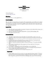 COM 210 Translation: Theory & Practice Fall 2015 Wednesday 1:10